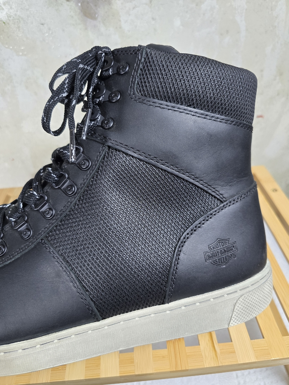 Harley-Davidson Black High Top Moto Boots Side Zip Men’s 11.5 - Picture 8 of 11